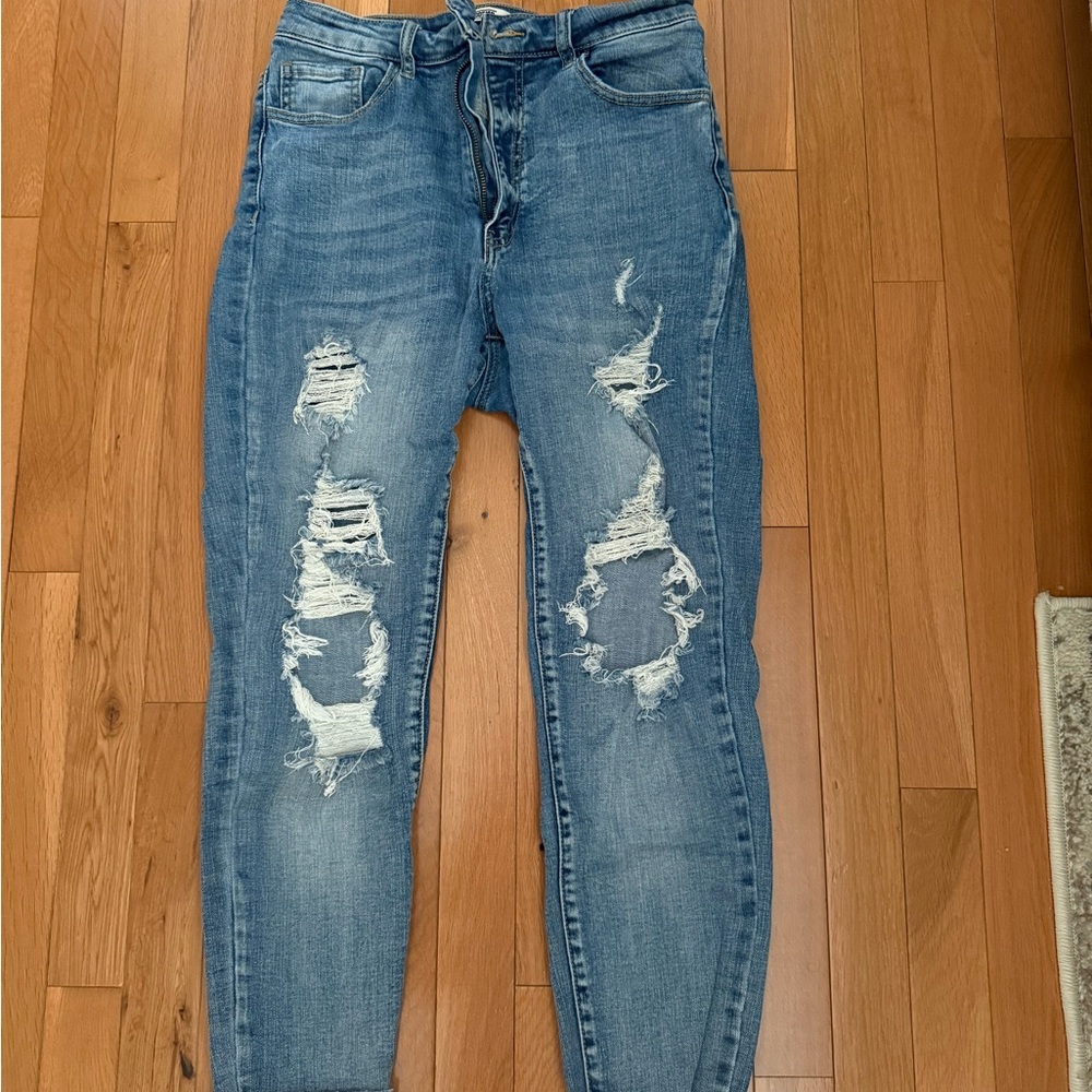 Distressed Light Blue Ripped Skinny Jeans